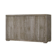60170 Double Pedestal Dining Table Fabric & Reclaimed Gray Finish By Acme Furniture