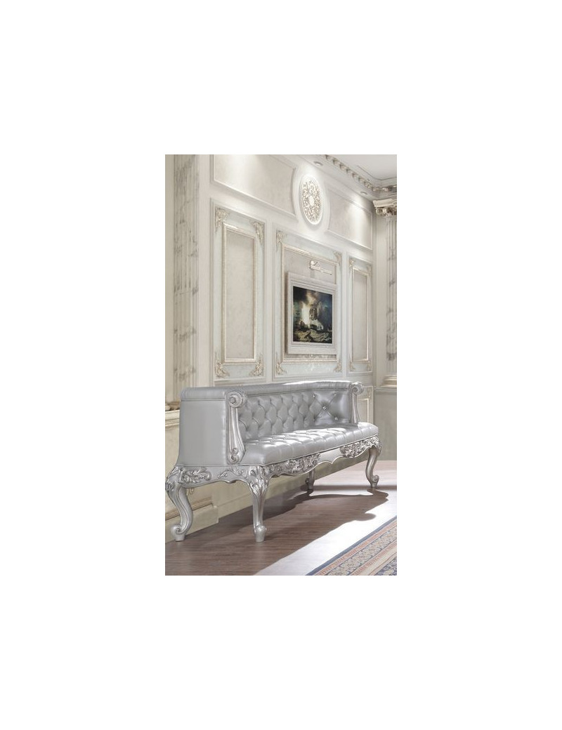 BD 00683 Lavish Classic PU Leather Light Gold & Gray Finish Bedroom Valkyrie Collection By Acme Furniture