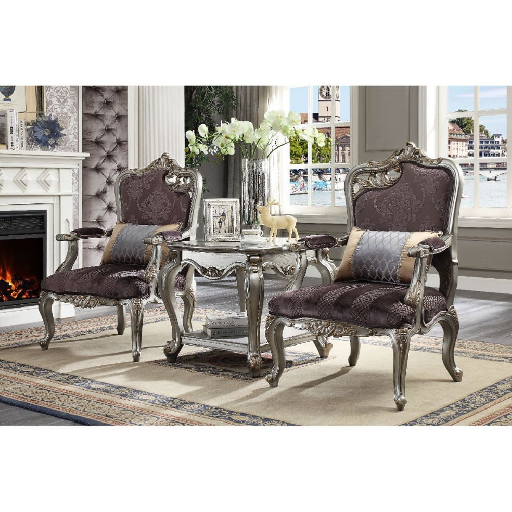 53465 Velvet /Antique Platinum Finish Sofa Picardy Collection By Acme Furniture