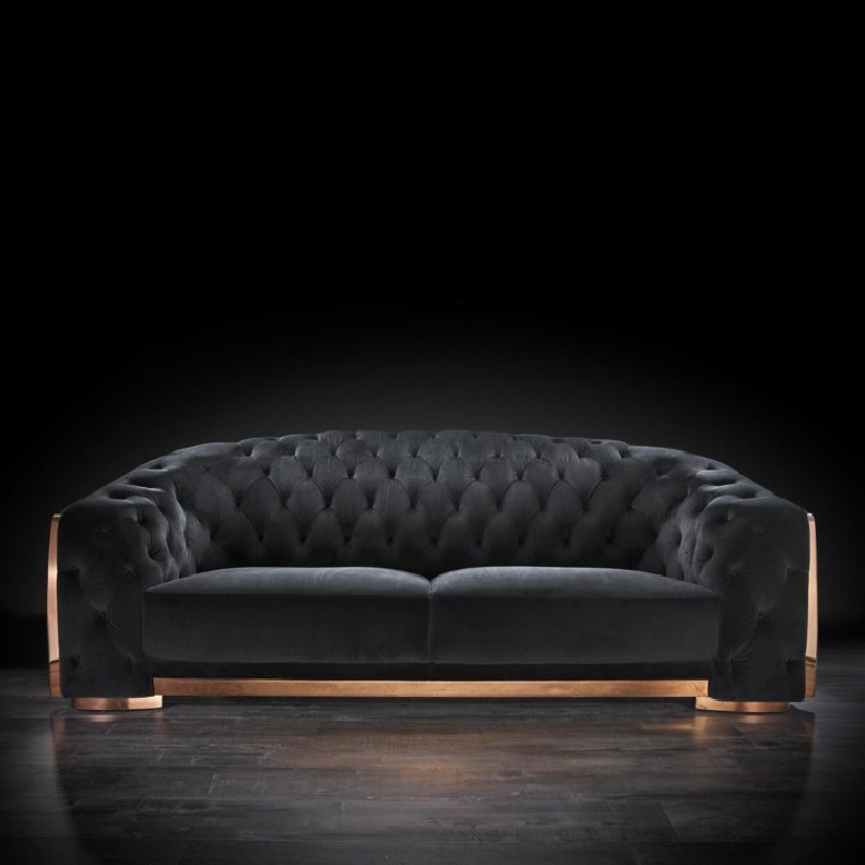 Massimo Collection Living Room in Rose Gold & Black Modern elegant exclusive By Roberto Grassie