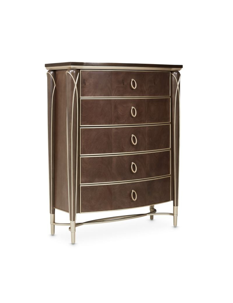 Highboy Vertical Storage Cabinets-Chest Of Drawers Villa Cherrie Hazelnut Collection By Michael Amini