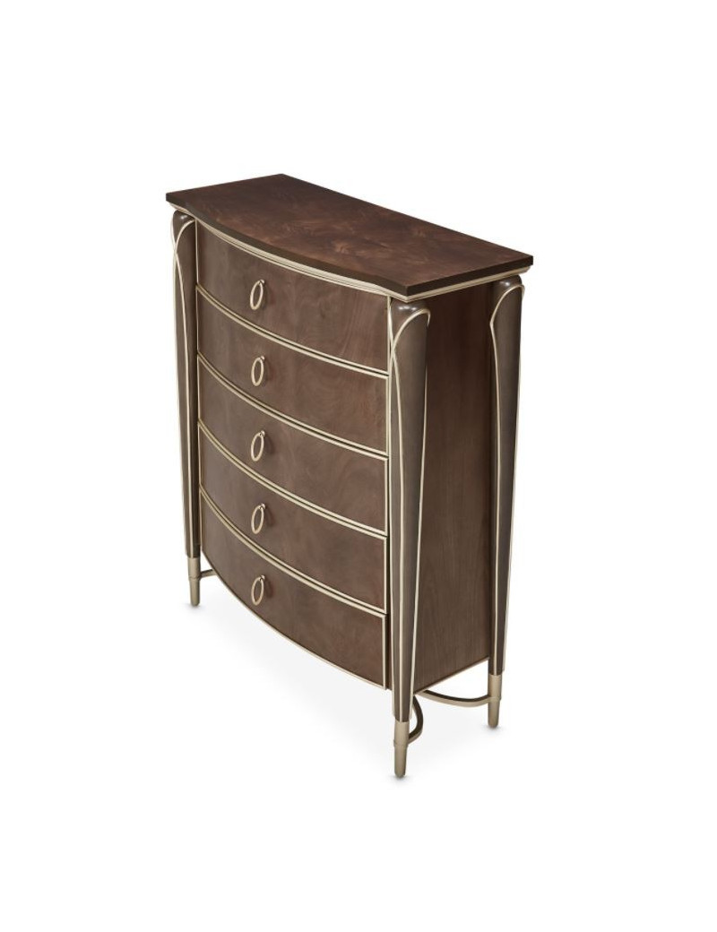 Highboy Vertical Storage Cabinets-Chest Of Drawers Villa Cherrie Hazelnut Collection By Michael Amini
