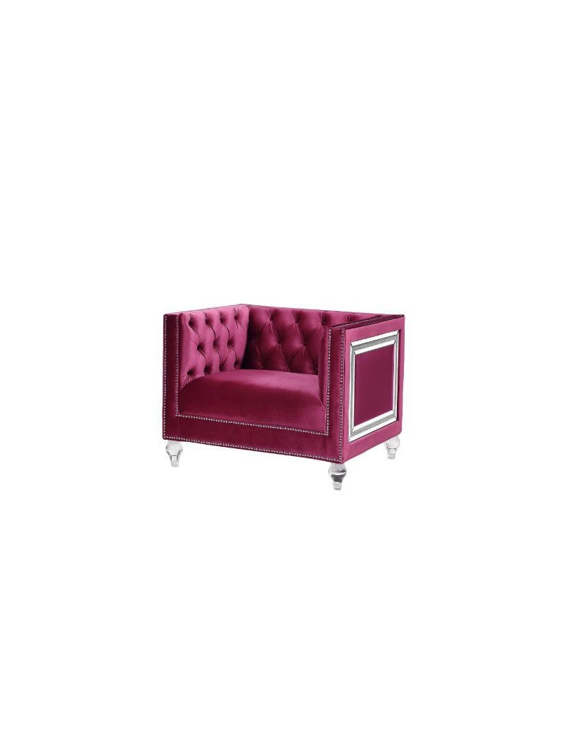 56895 Burdundy Velvet Living Room Contemporary Acme Furniture Collections