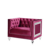 56895 Burdundy Velvet Living Room Contemporary Acme Furniture Collections