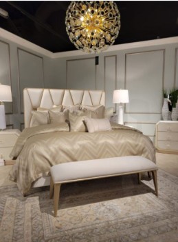 Bed Bench Medium Champagne Finish La Rachelle Collection By Michael Amini