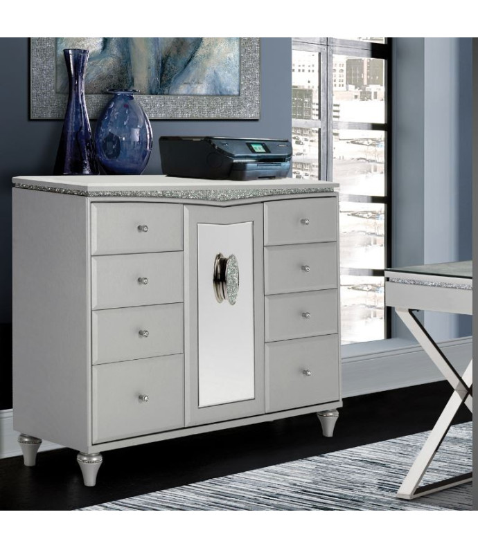 Upholstered Storage Console-Sideboard-Credenza Melrose Plaza by Michael Amini. 9019050-260-118