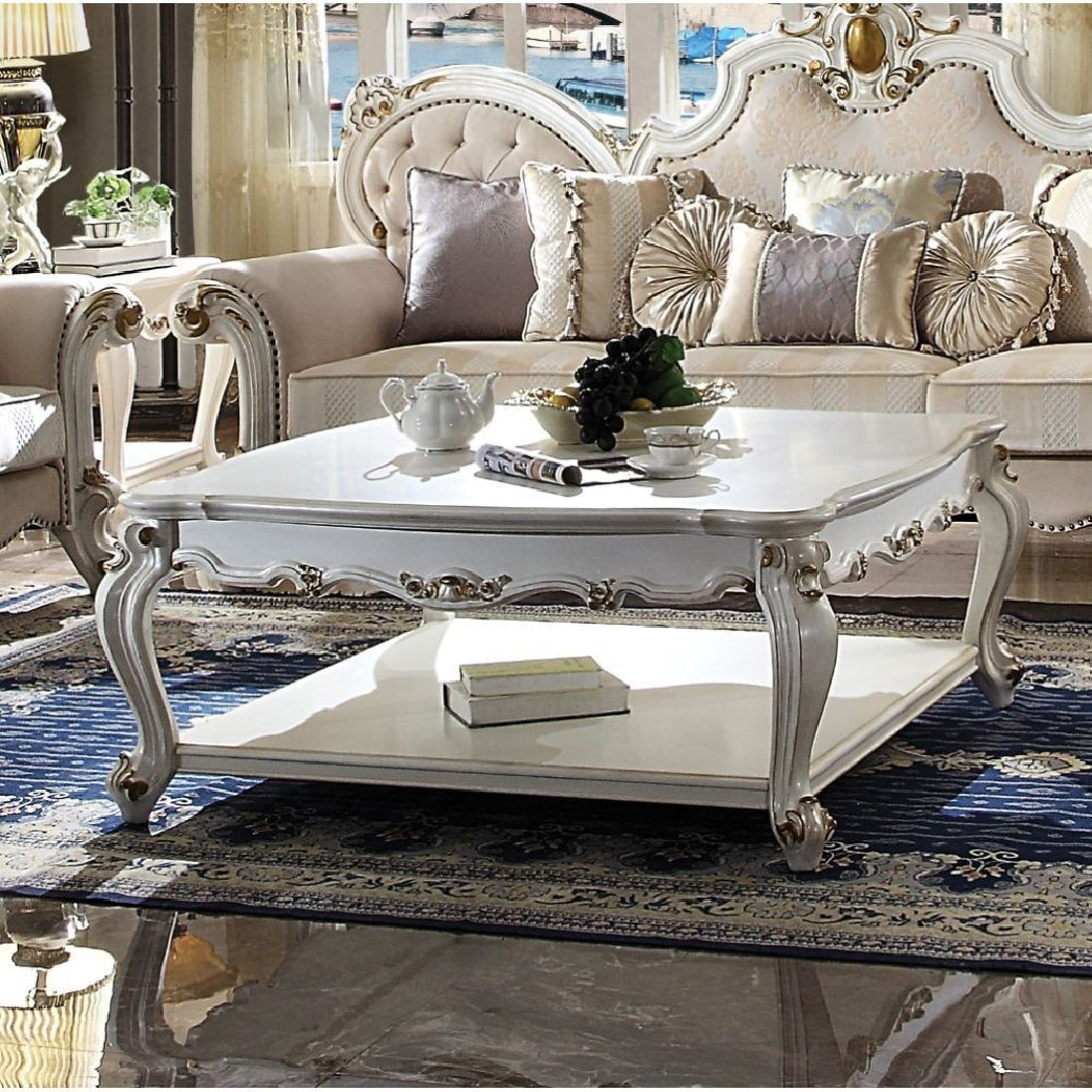 55465 Fabric / Antique Pearl Finish Oversized Sofa Picardy Collection by Acme Furniture