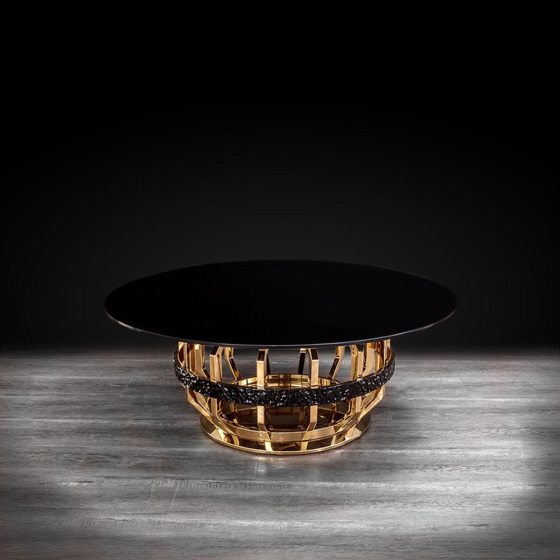 Milano Round Glass Top Coffee Table | Gold By Roberto Grassie