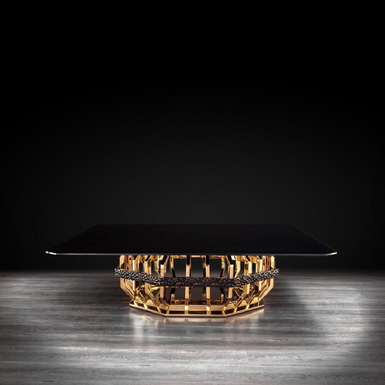 Milano Square Glass Top Coffee Table | Gold By Roberto Grassie