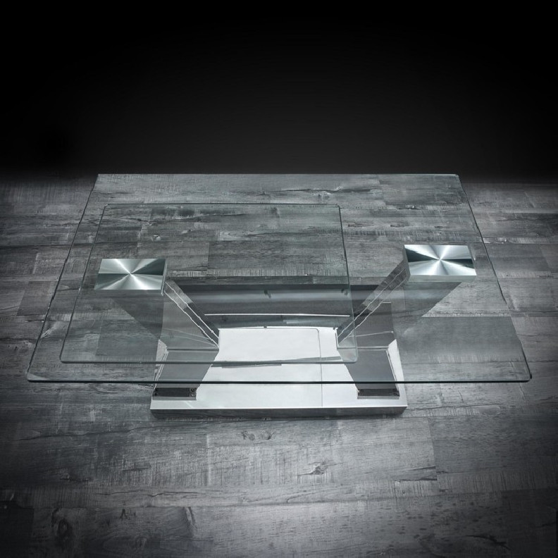 Omnia Coffee Table polished stainless steel base By Roberto Grassie