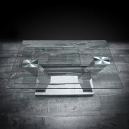 Omnia Coffee Table polished stainless steel base By Roberto Grassie