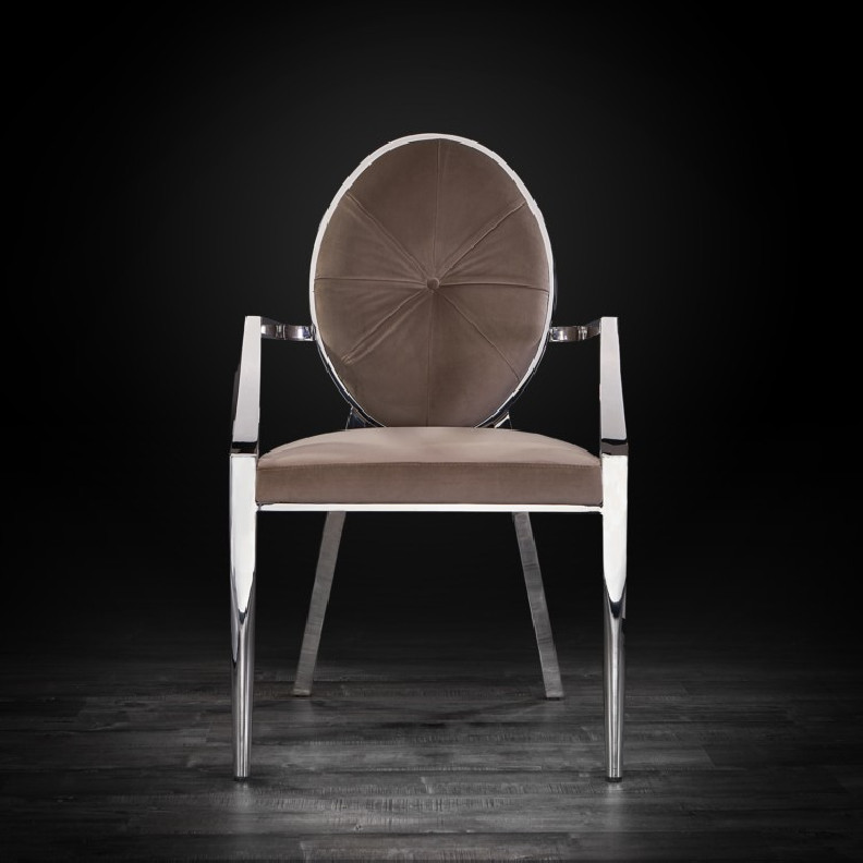 Regina Silver Dining Arm Chair By Roberto Grassie