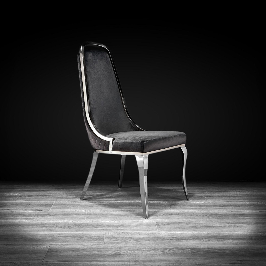 Milano Silver / Black Dining Chair By Roberto Grassie