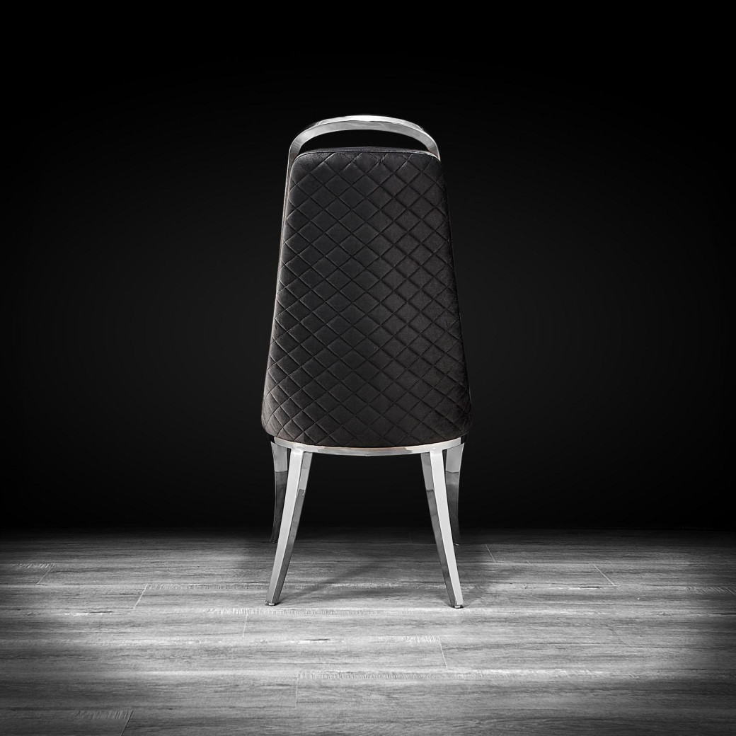 Milano Silver / Black Dining Chair By Roberto Grassie