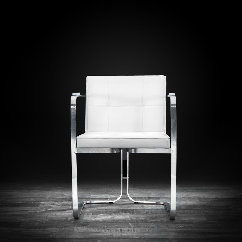 Marvin White Arm Dining Chair By Roberto Grassie