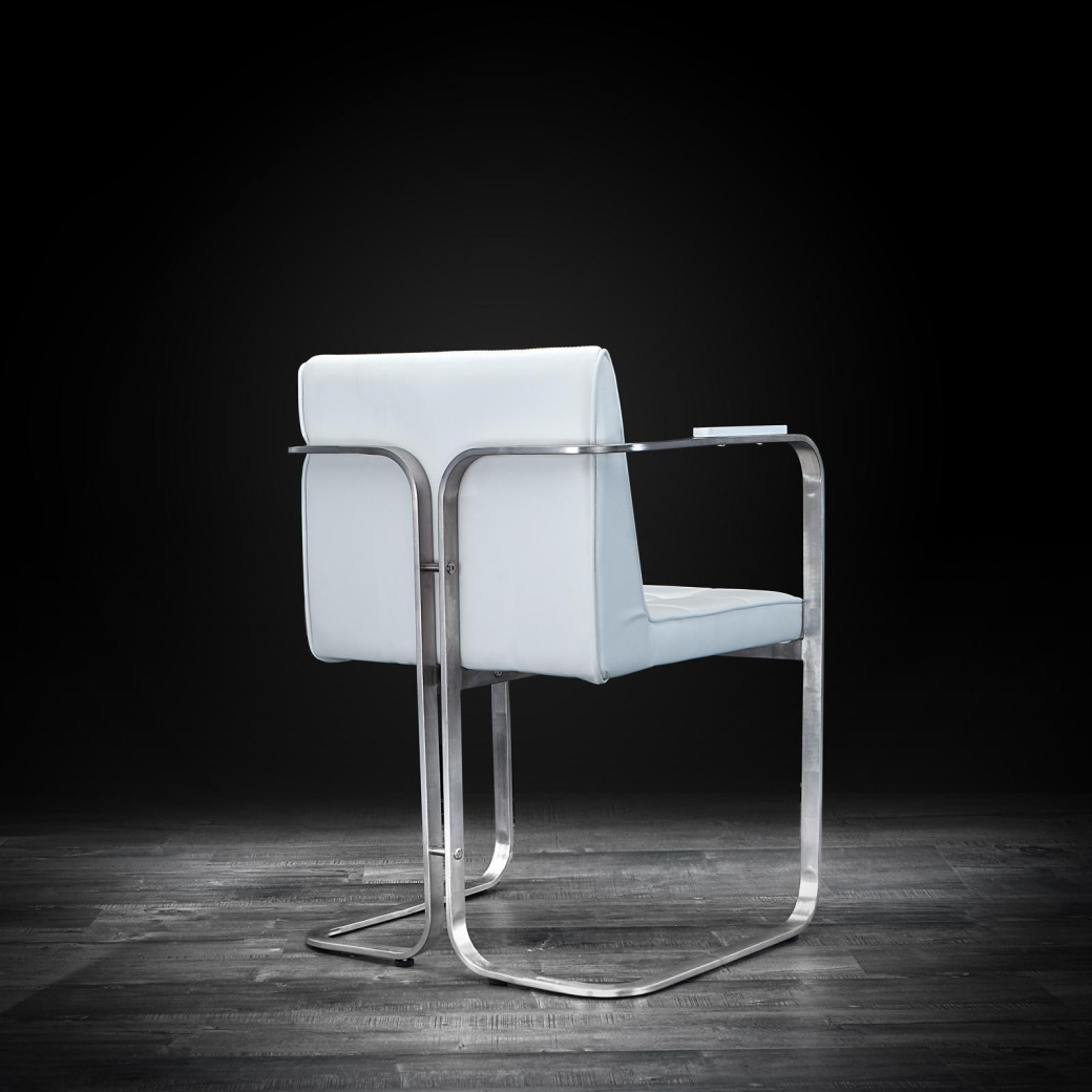 Marvin White Arm Dining Chair By Roberto Grassie