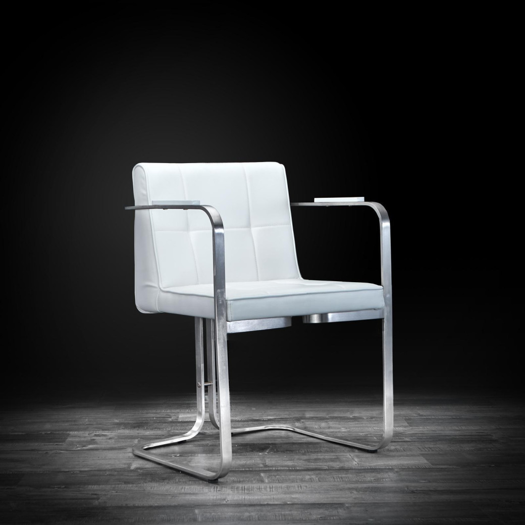 Marvin White Arm Dining Chair By Roberto Grassie