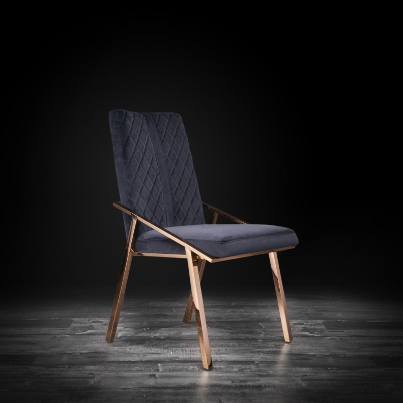 Nolan Rose Gold / Black Dining Chair By Roberto Grassie