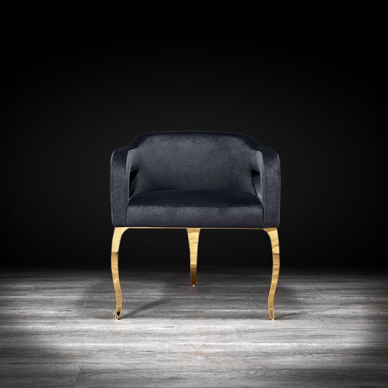 Caprice Gold Dining Chair | Black By Roberto Grassie