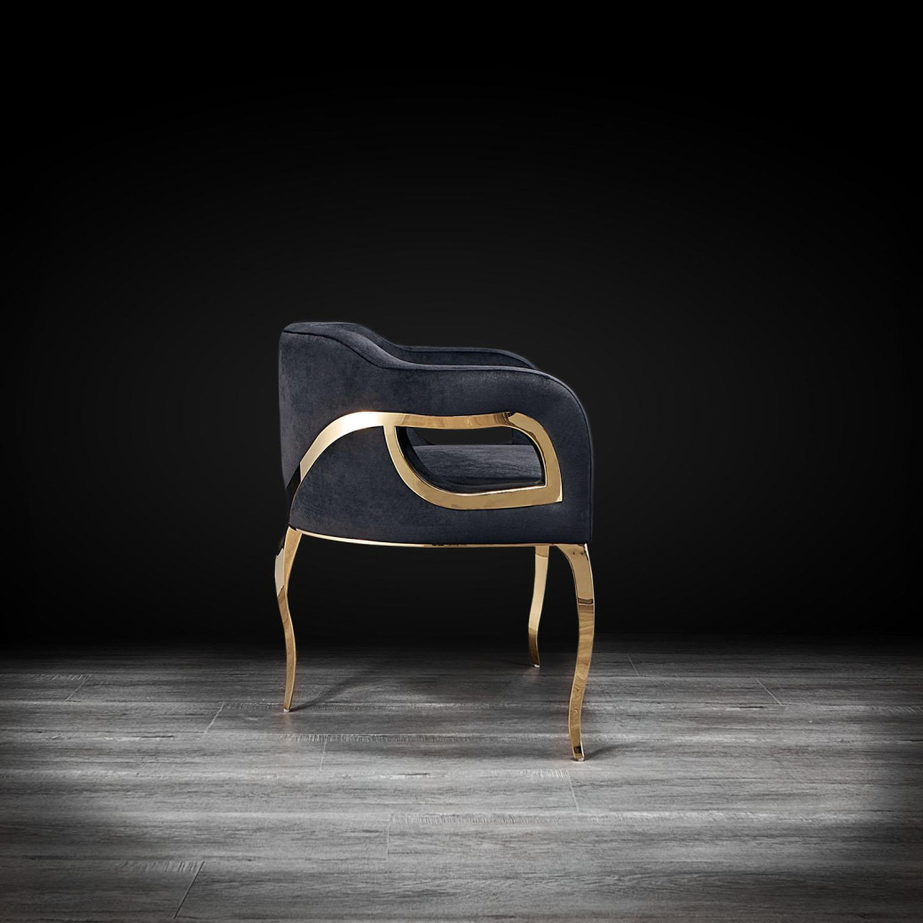 Caprice Gold Dining Chair | Black By Roberto Grassie