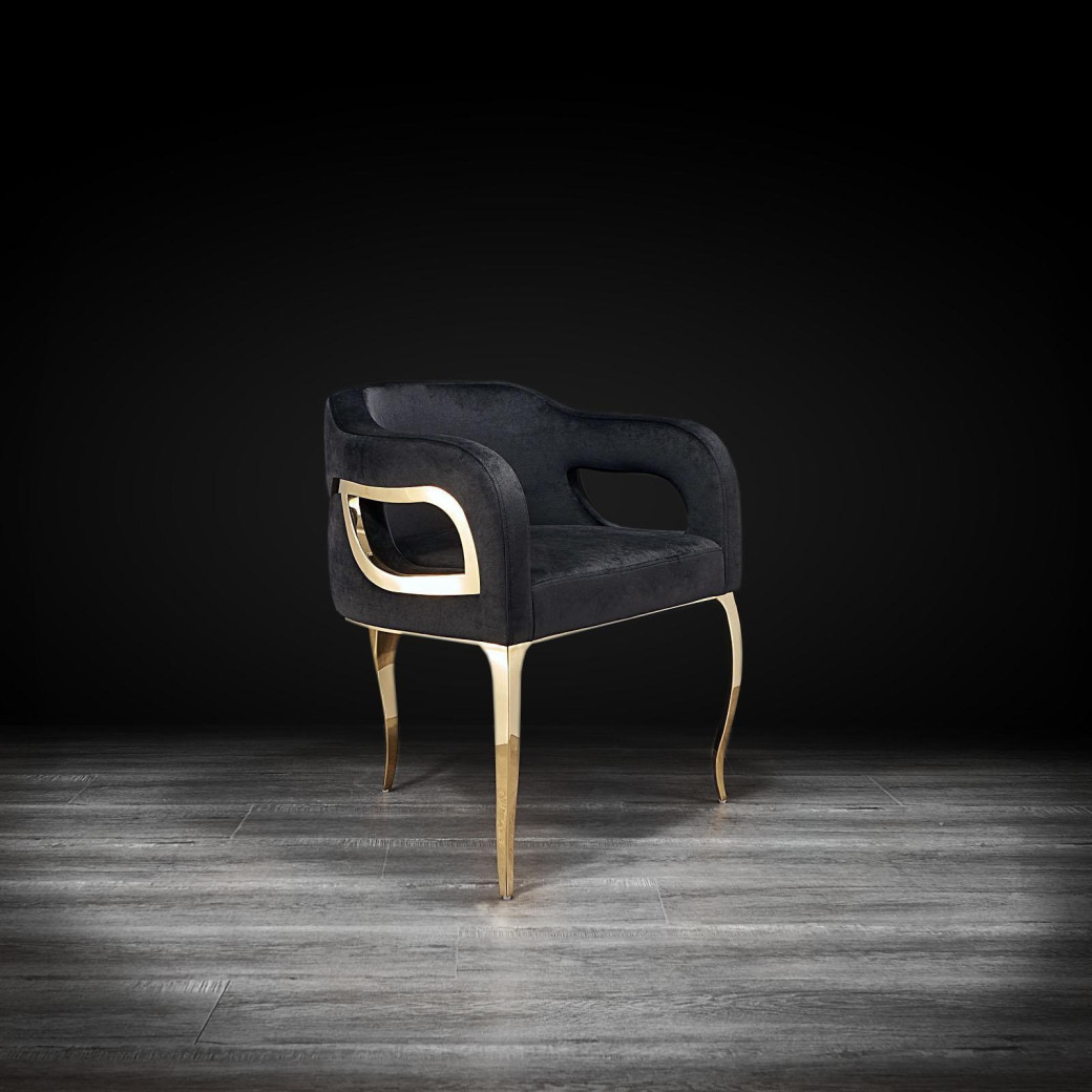 Caprice Gold Dining Chair | Black By Roberto Grassie