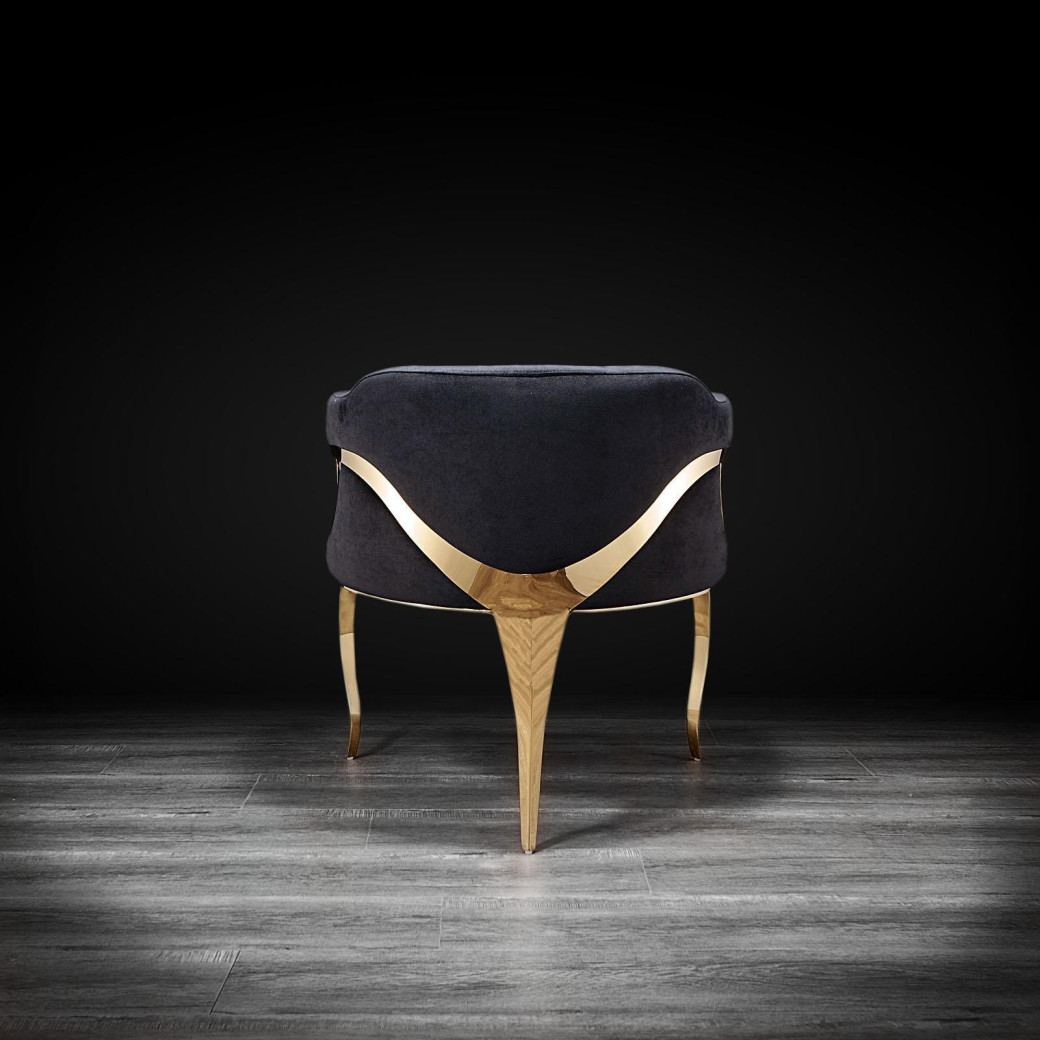 Caprice Gold Dining Chair | Black By Roberto Grassie