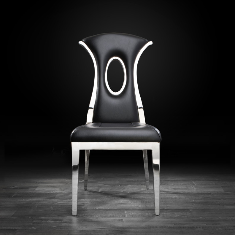 Onyx Luxury Dining Chair Silver / Black By Roberto Grassie