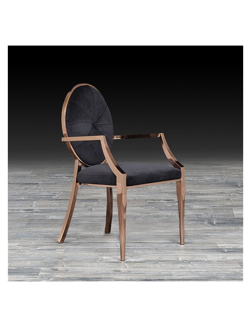 Regina Dining Arm Chair Rose Gold / Black By Roberto Grassie
