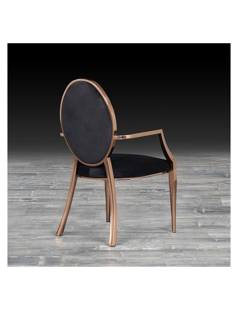Regina Dining Arm Chair Rose Gold / Black By Roberto Grassie