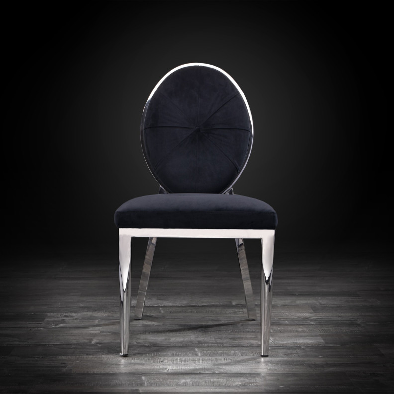 Regina Silver / Black Luxury Dining Chair By Roberto Grassie