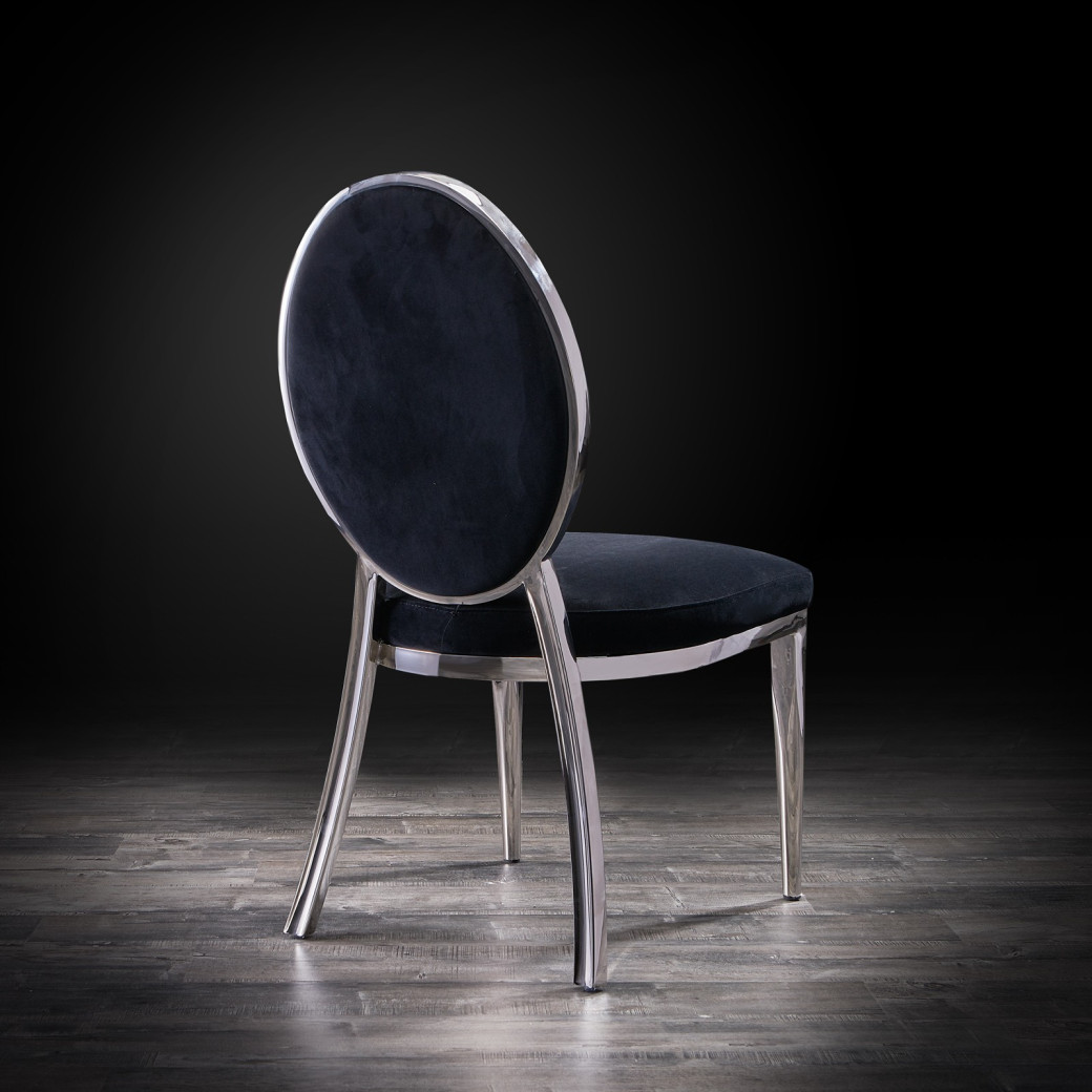 Regina Silver / Black Luxury Dining Chair By Roberto Grassie
