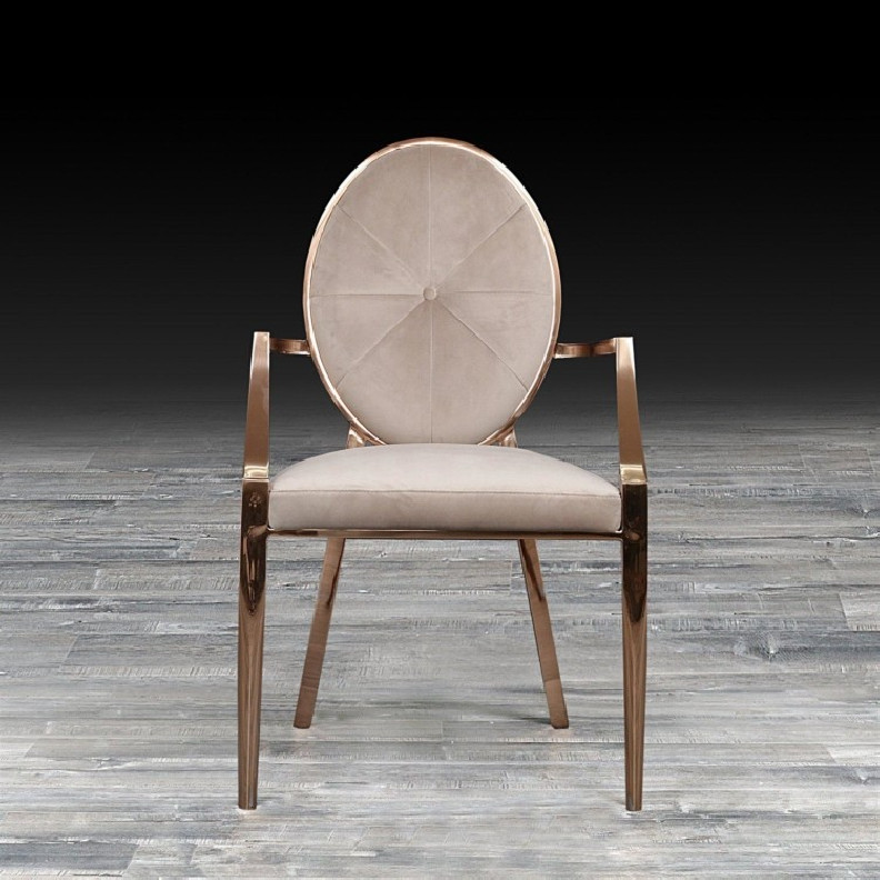 Regina Dining Arm Chair Rose Gold / Taupe By Roberto Grassie