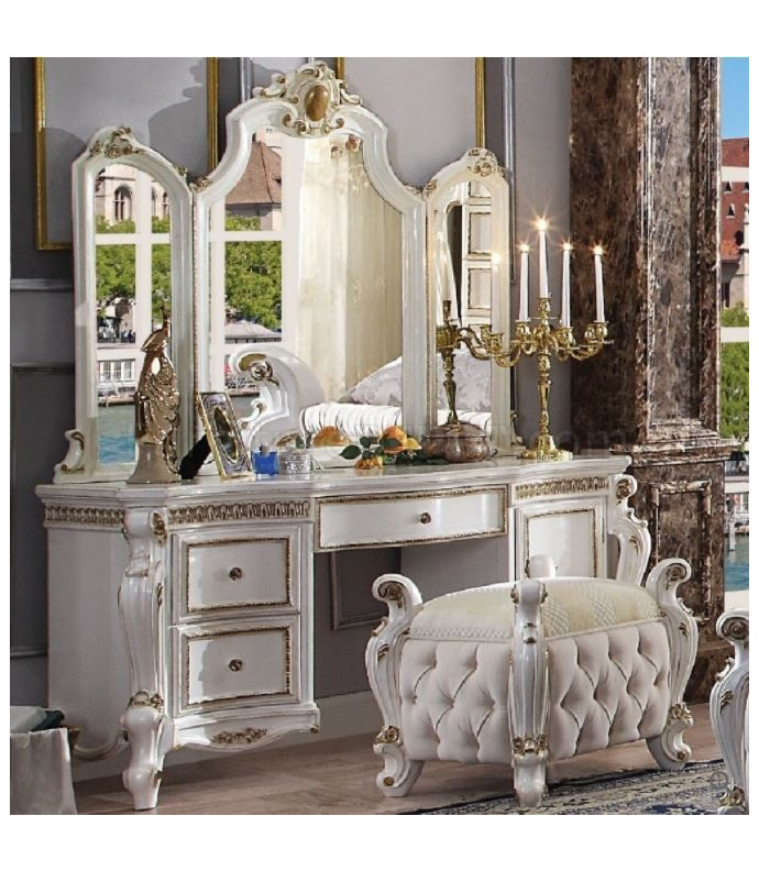278840 Vanity & Mirror Victorian Style Antique Pearl Finish Picardy Collection by Acme Furniture