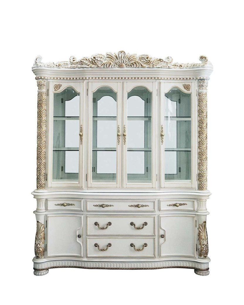 DN01346 Vendome Antique Pearl Collection Double Pedestal Dining Table By Acme Furniture