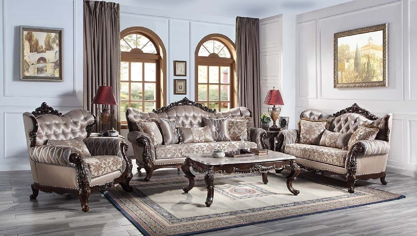 LV00809 Fabric & Antique Oak Finish Living Room Benbek Collection BY Acme Furniture