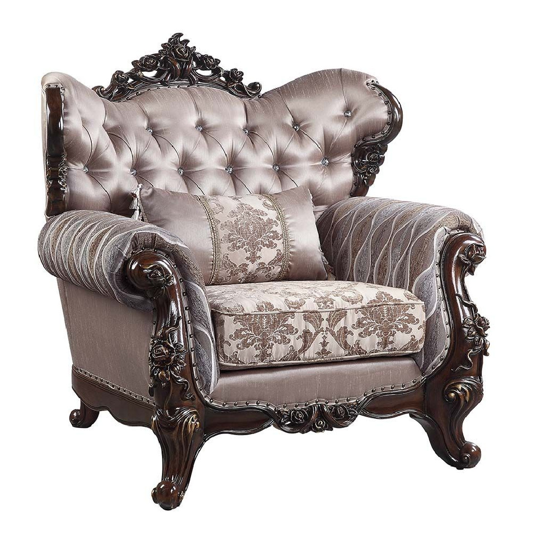 LV00809 Fabric & Antique Oak Finish Living Room Benbek Collection BY Acme Furniture
