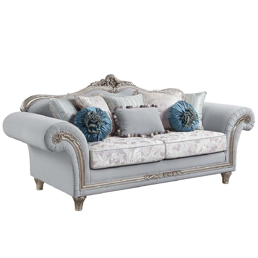 LV01112 Light Gray Linen & Platinum Finish Living Room Pelumi Collection By Acme Furniture