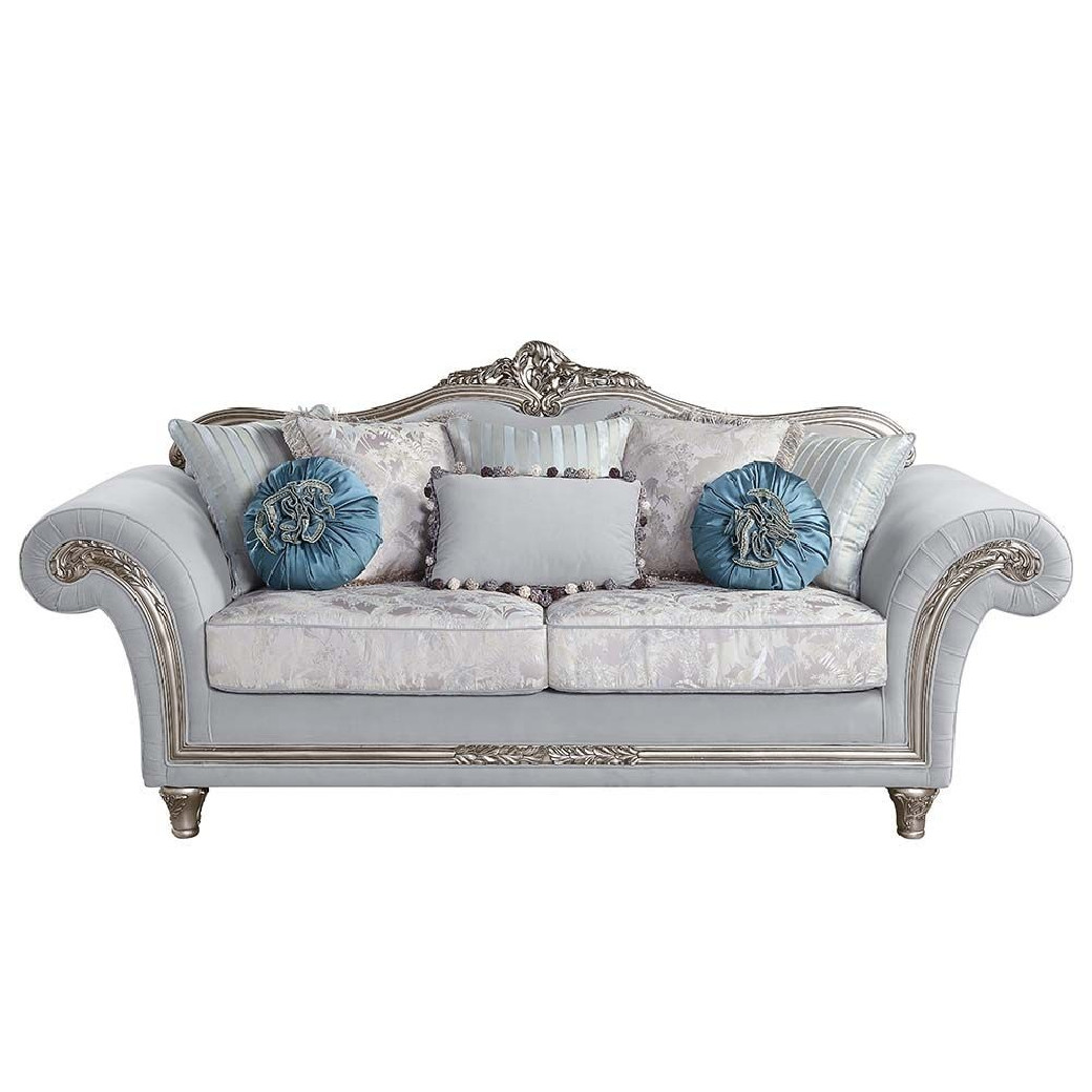LV01112 Light Gray Linen & Platinum Finish Living Room Pelumi Collection By Acme Furniture