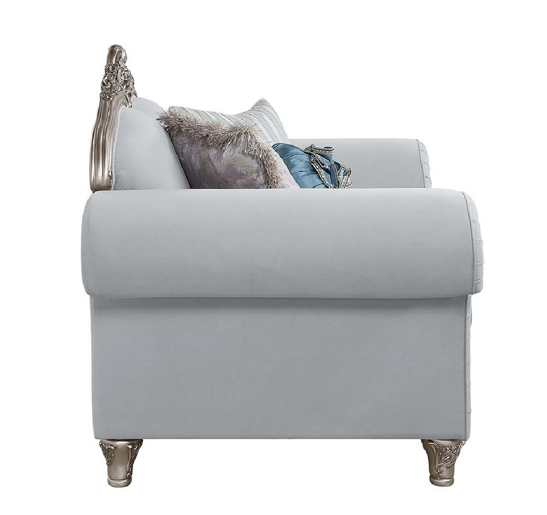 LV01112 Light Gray Linen & Platinum Finish Living Room Pelumi Collection By Acme Furniture