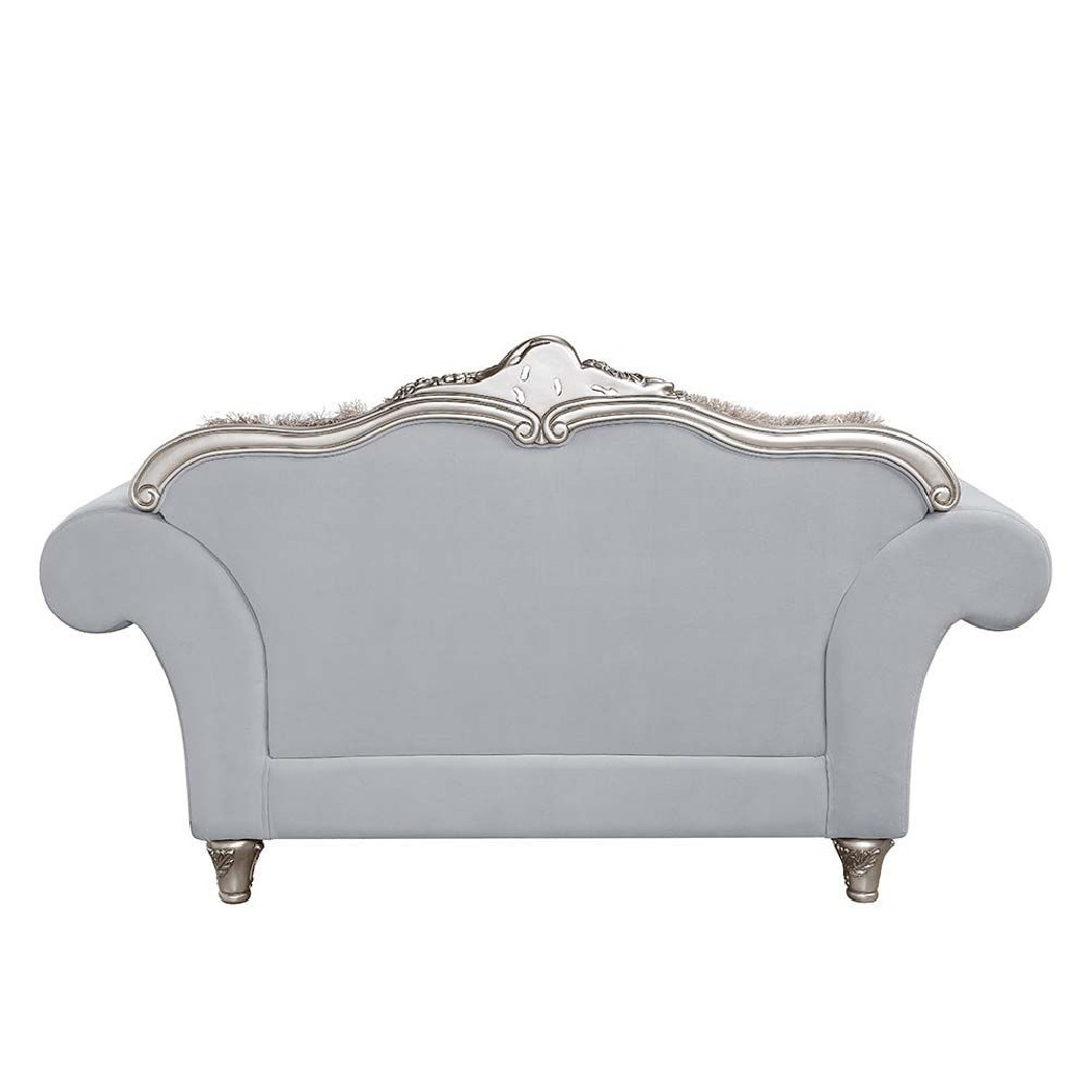 LV01112 Light Gray Linen & Platinum Finish Living Room Pelumi Collection By Acme Furniture