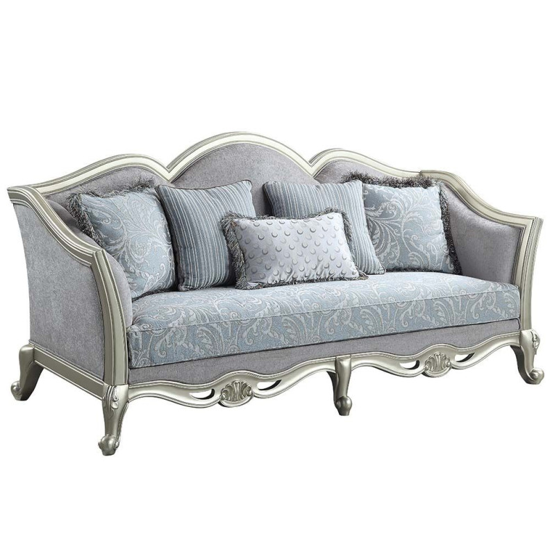 LV01117 2PC Sofa & Loveseat Light Gray & Champagne Finish Qunsia Collection By Acme Furniture