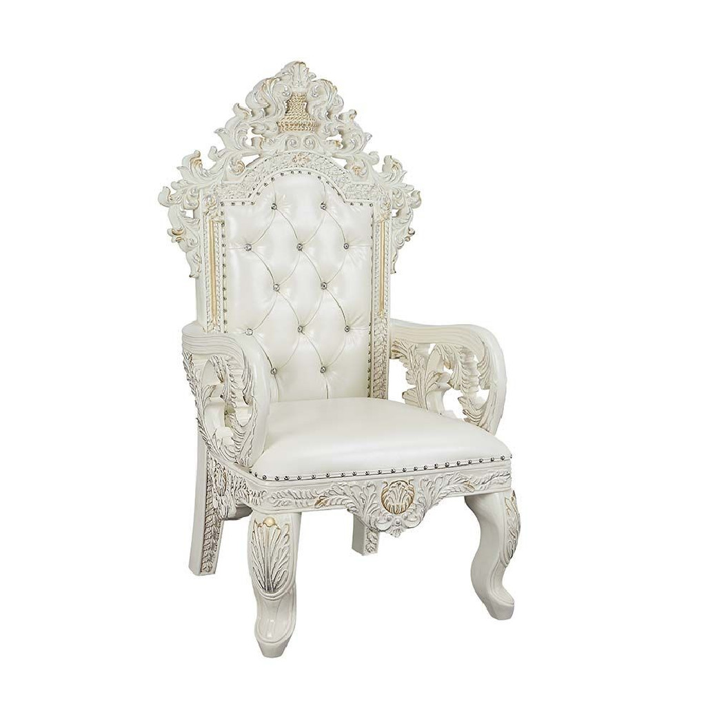 DN01229 White PU & Antique White Finish Dining Set Adara Collection By Acme Furniture