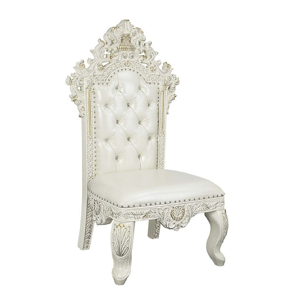 DN01229 White PU & Antique White Finish Dining Set Adara Collection By Acme Furniture