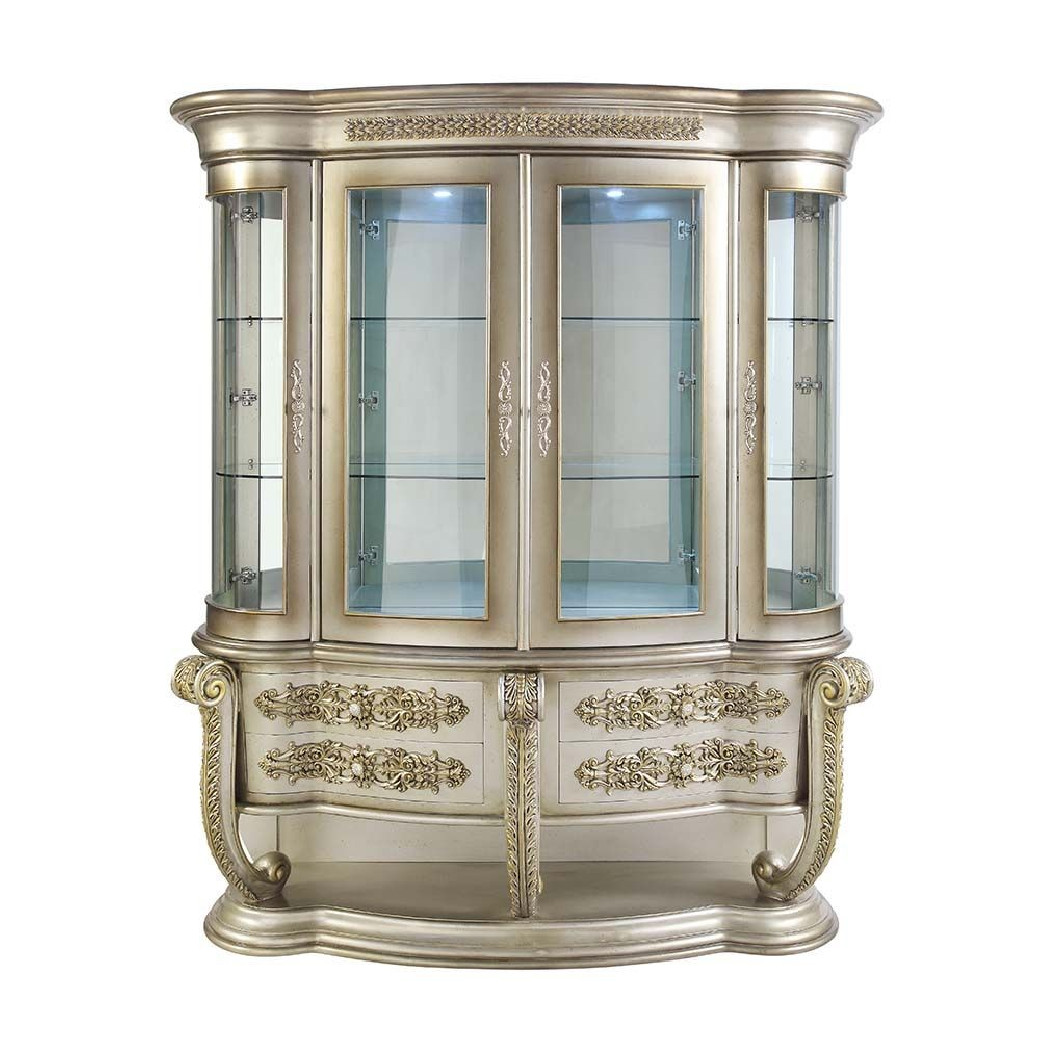 DN 01197 PU Champagne & Gold Finish Dining Room Victorian Style Danae Collection By Acme Furniture