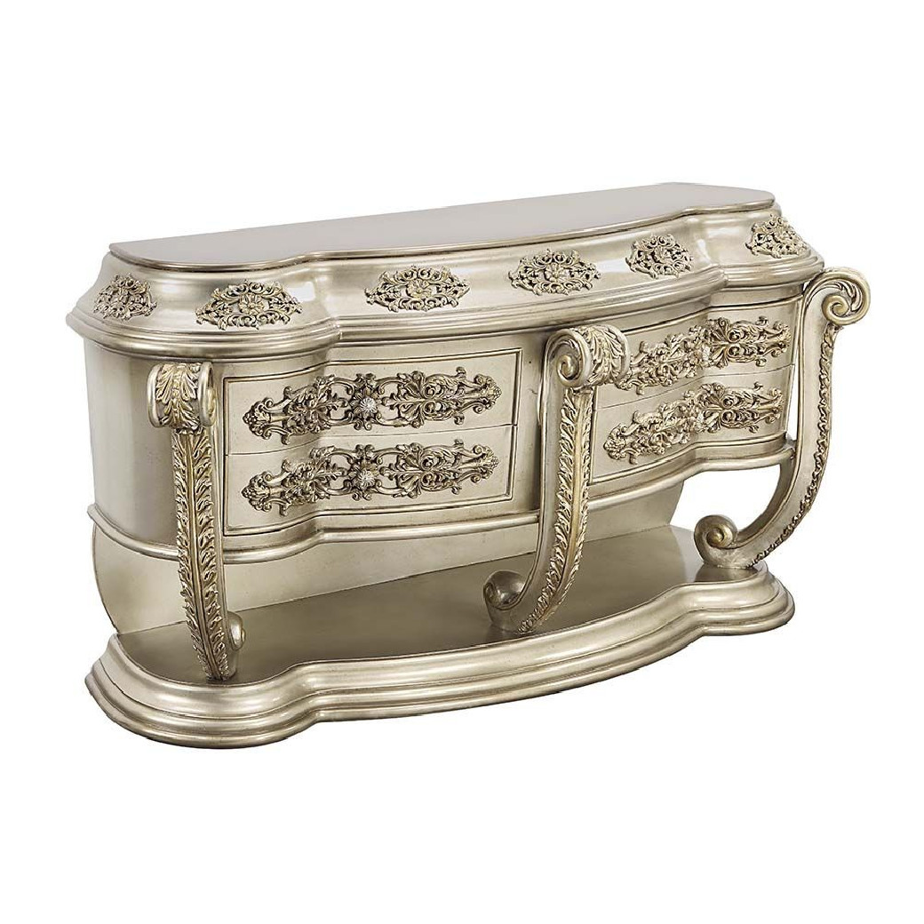 DN 01197 PU Champagne & Gold Finish Dining Room Victorian Style Danae Collection By Acme Furniture