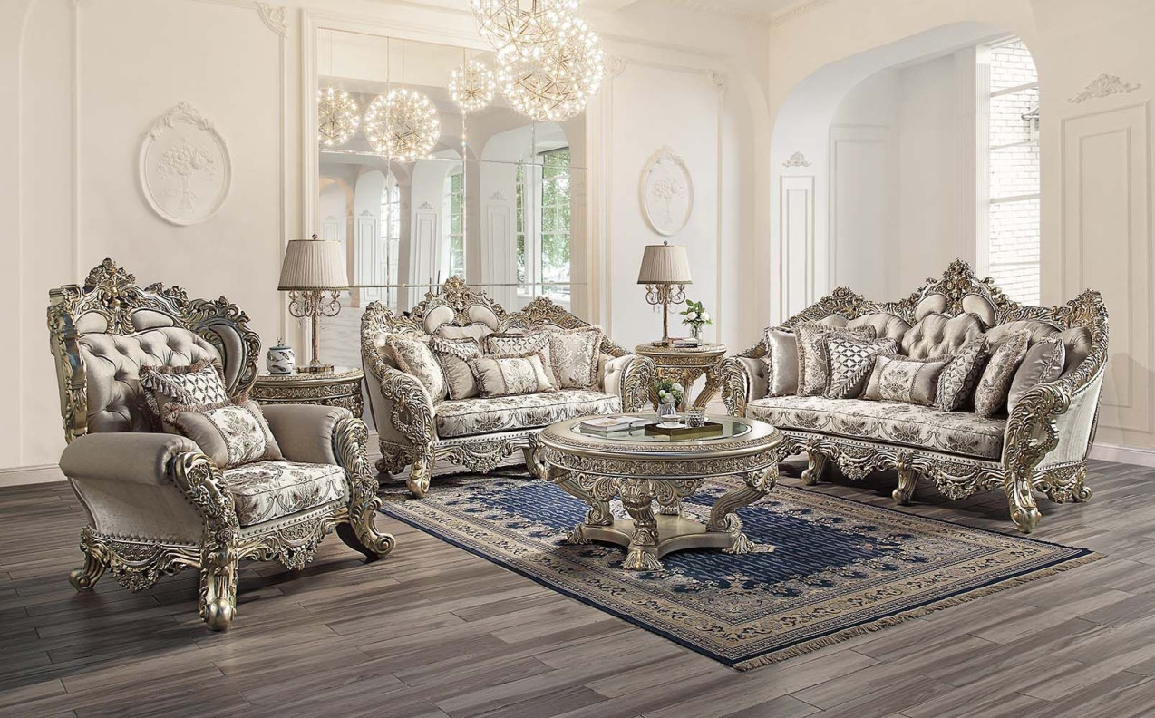 LV 01193 Lavish Classic Champagne & Gold Finish Living Room Danae Collection By Acme Furniture Collections