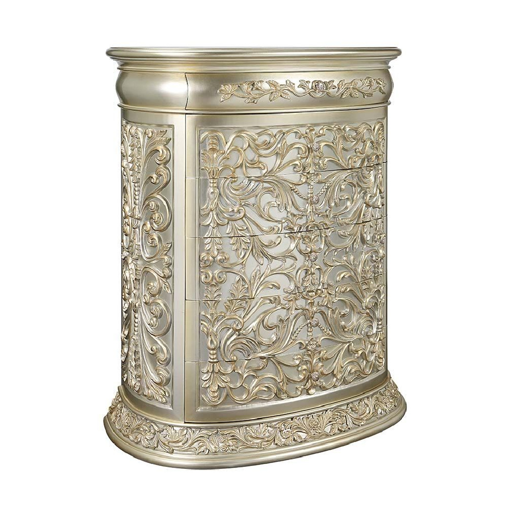 BD 01241Lavish Classic EK PU & Antique Gold Finish Sorina Collection By Acme Furniture