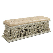 BD 01246 Lavish Classic PU & Antique Gold Finish Bench Sorina Collection By Acme Furniture