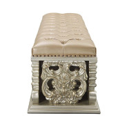 BD 01246 Lavish Classic PU & Antique Gold Finish Bench Sorina Collection By Acme Furniture