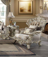 LV 01205 Lavish Classic Fabric & Antique Gold Finish Living Room Victorian Style Sorina Collection By Acme Furniture